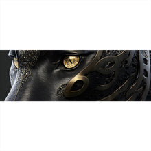Lade das Bild in den Galerie-Viewer, Aluminiumbild gebürstet Black Panther mit goldenen Verzierungen Panorama
