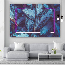 Lade das Bild in den Galerie-Viewer, Acrylglasbild Blätter mit Lichtrahmen Neon Pink Querformat
