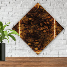 Lade das Bild in den Galerie-Viewer, Acrylglasbild Blätter mit Neon Lichtrahmen Raute
