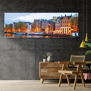 Aluminiumbild gebürstet Blick auf die Stadt Amsterdam Panorama