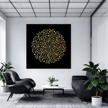 Lade das Bild in den Galerie-Viewer, Aluminiumbild gebürstet Mandala Gold auf Schwarz Quadrat
