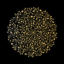 Lade das Bild in den Galerie-Viewer, Aluminiumbild gebürstet Mandala Gold auf Schwarz Quadrat
