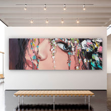 Lade das Bild in den Galerie-Viewer, Aluminiumbild gebürstet Blumenmädchen Abstrakt Panorama

