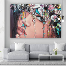 Lade das Bild in den Galerie-Viewer, Leinwandbild Blumenmädchen Abstrakt Querformat
