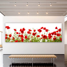 Lade das Bild in den Galerie-Viewer, Aluminiumbild Blumenwiese mit rotem Mohn Panorama
