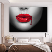 Lade das Bild in den Galerie-Viewer, Aluminiumbild Blutige Lippen Querformat
