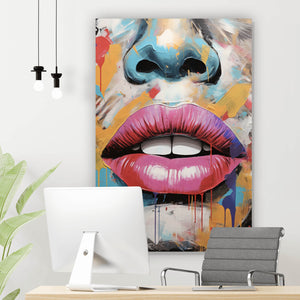 Aluminiumbild Blutige Lippen Pop Art Hochformat