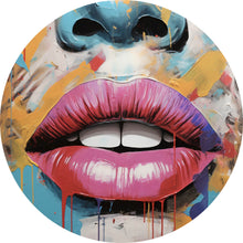 Lade das Bild in den Galerie-Viewer, Aluminiumbild Blutige Lippen Pop Art Kreis
