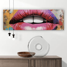 Lade das Bild in den Galerie-Viewer, Aluminiumbild gebürstet Blutige Lippen Pop Art Panorama

