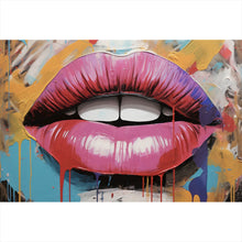 Lade das Bild in den Galerie-Viewer, Leinwandbild Blutige Lippen Pop Art Querformat
