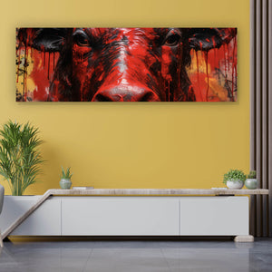 Acrylglasbild Blutiger Stier Abstrakt Panorama