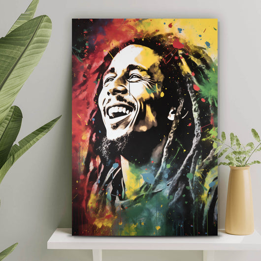 Aluminiumbild gebürstet Bob Marley Aquarell Hochformat