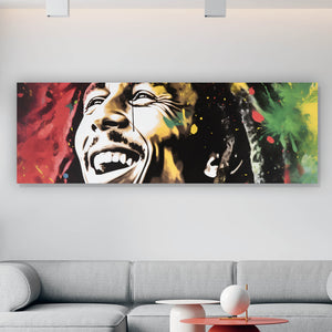 Aluminiumbild gebürstet Bob Marley Aquarell Panorama