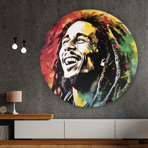 Aluminiumbild Bob Marley Aquarell Kreis