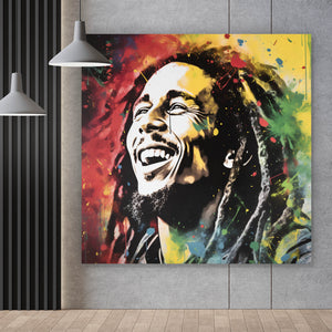 Aluminiumbild gebürstet Bob Marley Aquarell Quadrat