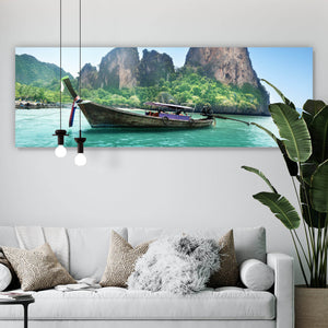 Leinwandbild Boote in Thailand Panorama