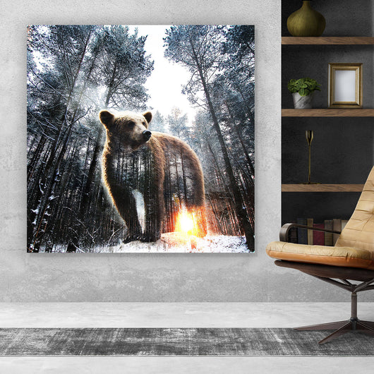 Acrylglasbild Braunbär im Wald Quadrat