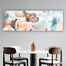 Lade das Bild in den Galerie-Viewer, Acrylglasbild Blumenstrauß mit Schmetterlingen Panorama
