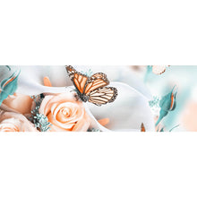 Lade das Bild in den Galerie-Viewer, Aluminiumbild Blumenstrauß mit Schmetterlingen Panorama

