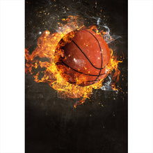 Lade das Bild in den Galerie-Viewer, Aluminiumbild gebürstet Brennender Basketball No.1 Hochformat
