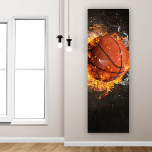 Aluminiumbild gebürstet Brennender Basketball No.1 Panorama Hoch