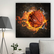 Lade das Bild in den Galerie-Viewer, Aluminiumbild Brennender Basketball No.1 Quadrat

