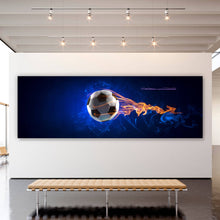 Lade das Bild in den Galerie-Viewer, Leinwandbild Brennender Fußball Panorama
