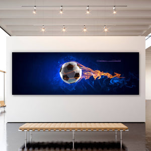 Aluminiumbild gebürstet Brennender Fußball Panorama