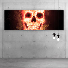 Lade das Bild in den Galerie-Viewer, Aluminiumbild gebürstet Brennender Totenkopf Panorama

