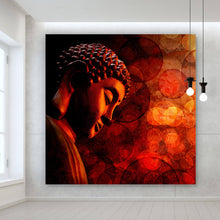 Lade das Bild in den Galerie-Viewer, Leinwandbild Bronze Zen Buddha Quadrat
