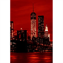 Lade das Bild in den Galerie-Viewer, Acrylglasbild Brooklyn Bridge bei Nacht No.1 Hochformat
