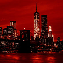Lade das Bild in den Galerie-Viewer, Aluminiumbild Brooklyn Bridge bei Nacht No.1 Quadrat
