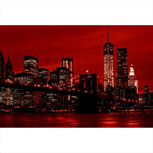 Lade das Bild in den Galerie-Viewer, Aluminiumbild Brooklyn Bridge bei Nacht No.1 Querformat
