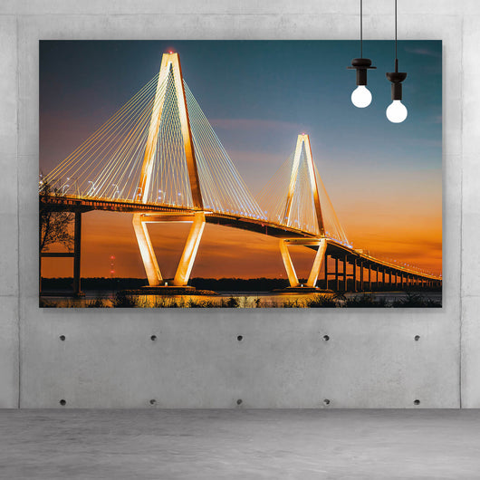 Leinwandbild Brücke beleuchtet Querformat