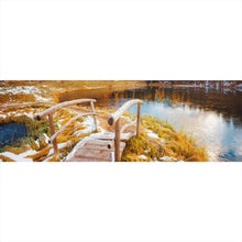 Lade das Bild in den Galerie-Viewer, Acrylglasbild Brücke in herbstlicher Berglandschaft Panorama
