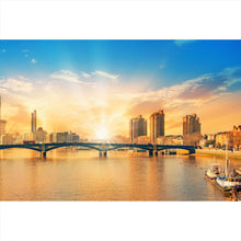 Lade das Bild in den Galerie-Viewer, Leinwandbild Brücke in London bei Sonnenaufgang Querformat
