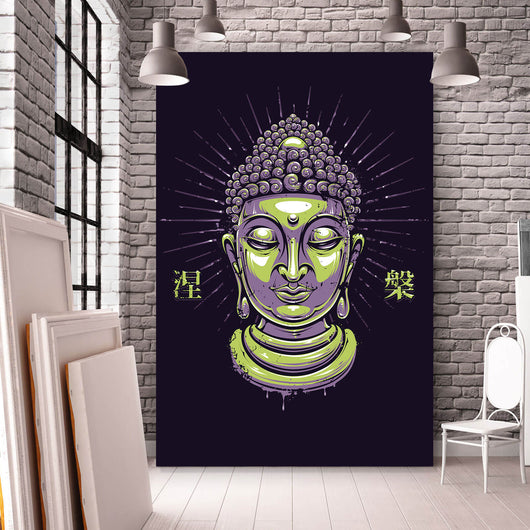 Spannrahmenbild Buddha auf schwarzem Hintergrund Modern Art Hochformat