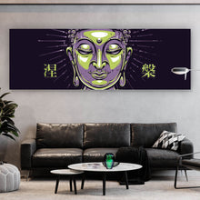 Lade das Bild in den Galerie-Viewer, Poster Buddha auf schwarzem Hintergrund Modern Art Panorama
