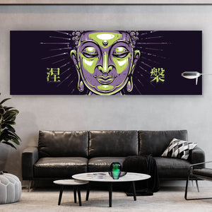 Poster Buddha auf schwarzem Hintergrund Modern Art Panorama