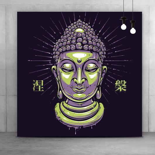 Aluminiumbild Buddha auf schwarzem Hintergrund Modern Art Quadrat