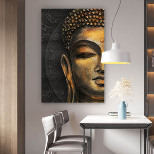 Spannrahmenbild Buddha Braun Hochformat