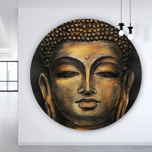 Aluminiumbild gebürstet Buddha Braun Kreis
