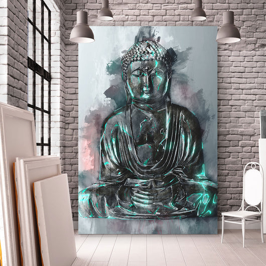Leinwandbild Buddha Digital Art Hochformat