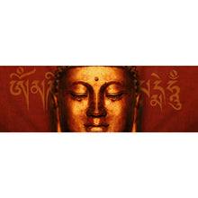 Lade das Bild in den Galerie-Viewer, Acrylglasbild Buddha Gesicht mit Schriftzug Panorama
