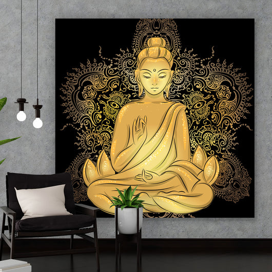 Aluminiumbild Buddha im Lotussitz Quadrat