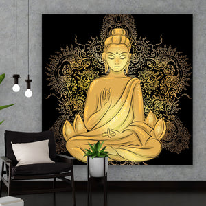 Aluminiumbild gebürstet Buddha im Lotussitz Quadrat