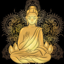 Lade das Bild in den Galerie-Viewer, Aluminiumbild gebürstet Buddha im Lotussitz Quadrat
