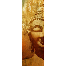Lade das Bild in den Galerie-Viewer, Aluminiumbild gebürstet Buddha Kopf im Grunge Stil Panorama Hoch
