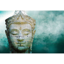 Lade das Bild in den Galerie-Viewer, Poster Buddha Kopf mit Rauch im Hintergrund Querformat
