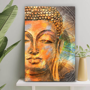 Spannrahmenbild Buddha mit Mandala Hochformat
